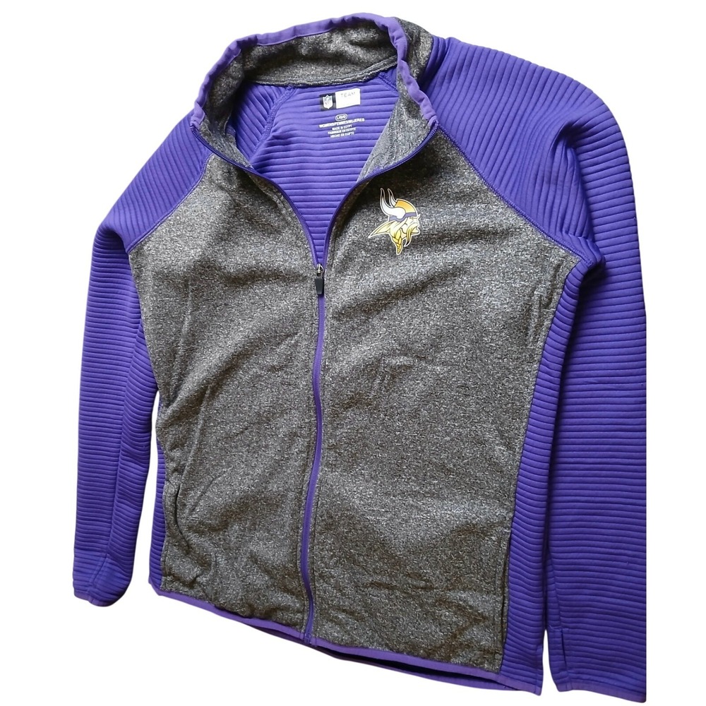 NFL Sweater‎ Jacket Full Zip Women LG MINNESOTA VIKINGS Football Sports #484C